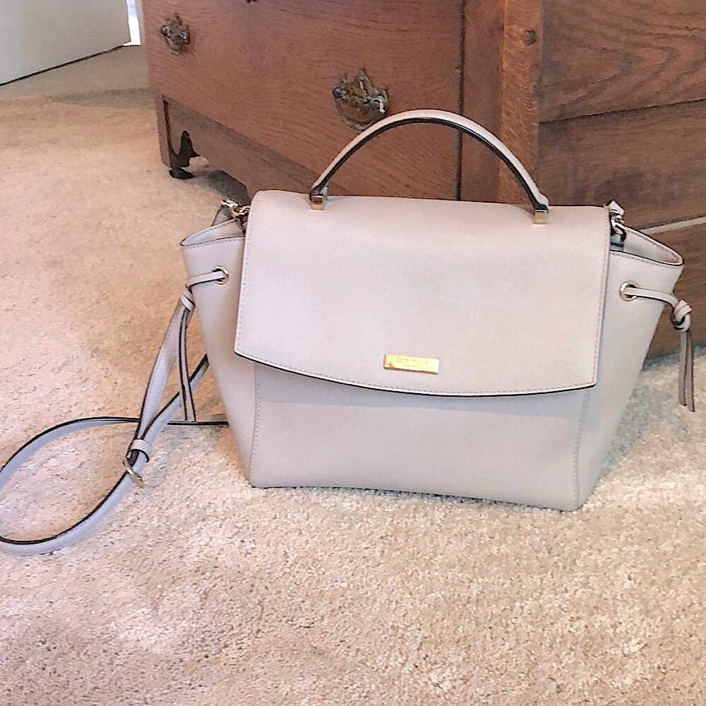 Kate Spade New York Gray Laurel Way Lilah Saffiano Leather Shoulder Bag Purse
